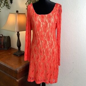 Liberty Love~ Size S, scoop neck, bell sleeved, sheer outer layer, dress. NEW